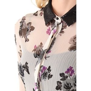 Patterson J. Kincaid Sheer Blouse Sequin Collar